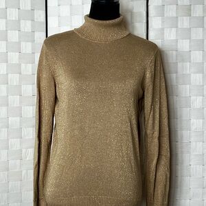 Joseph Gold Cowl Neck Sweater with Shimmering Knit